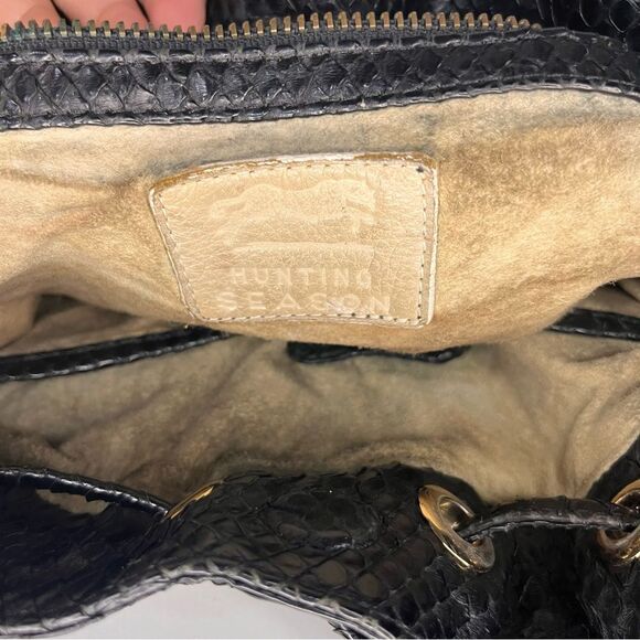 HUNTING SEASON Python Black Bucket Bag - Picture 7 of 8